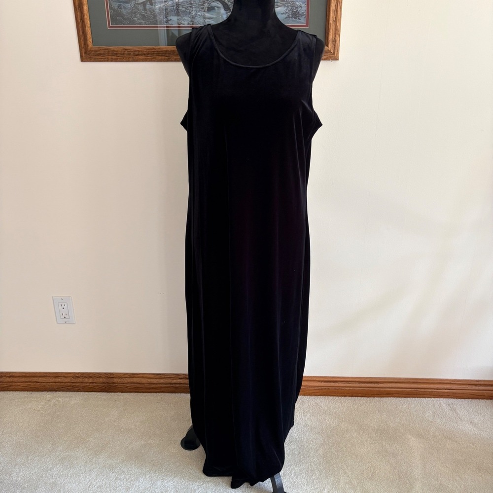 Carol Anderson Velvet Maxi Dress Womens XL Black Sleeveless Column Formal Gown